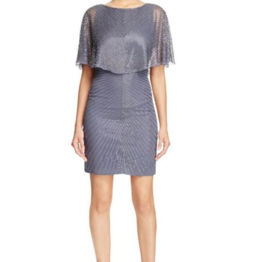 AIDAN MATTOX Sequin Gray Dress Sz 10